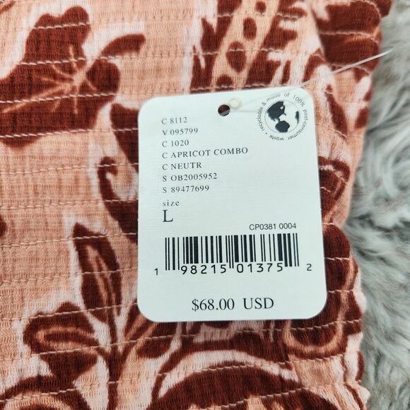 Free People Women's Shea Top in Apricot Combo Size Large NWT - Picture 6 of 9